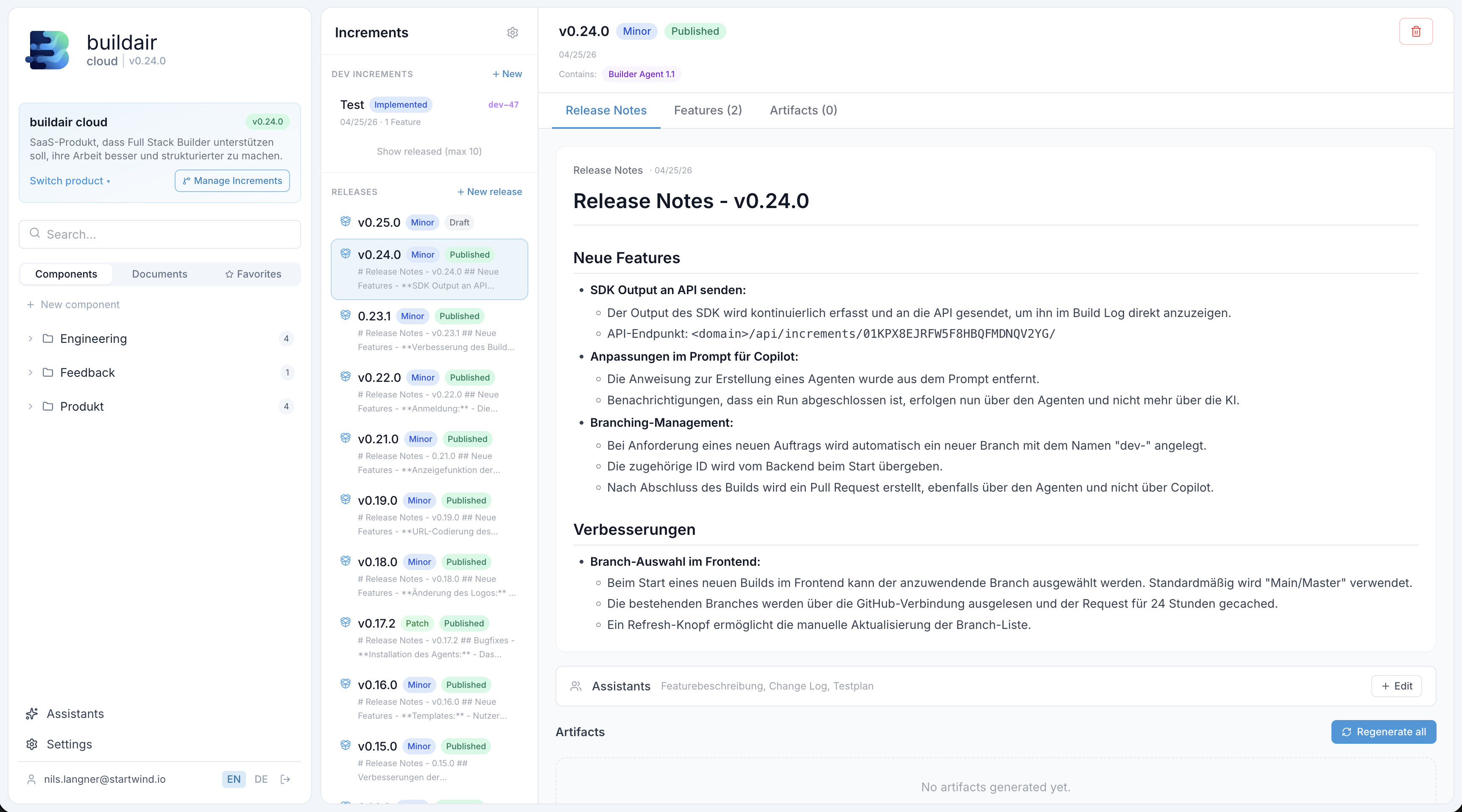 buildair cloud — Increments view